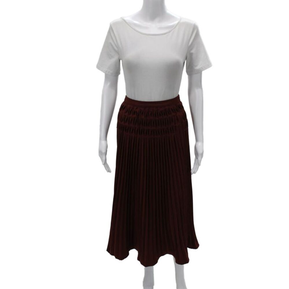 Ava & Lu Women Pleated Long Skirt Red Size XS